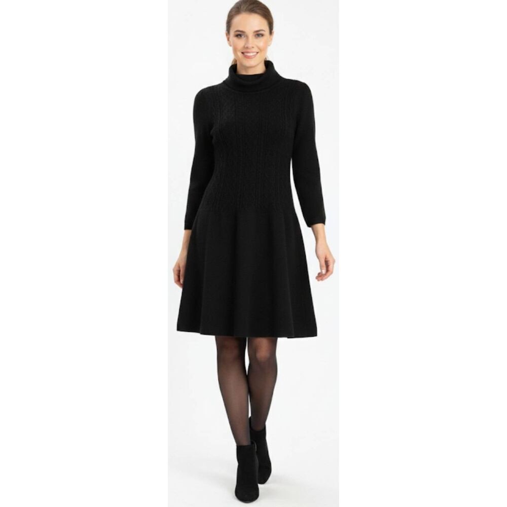 Alice Olivia women medium turtleneck sweater dress angora black business casual